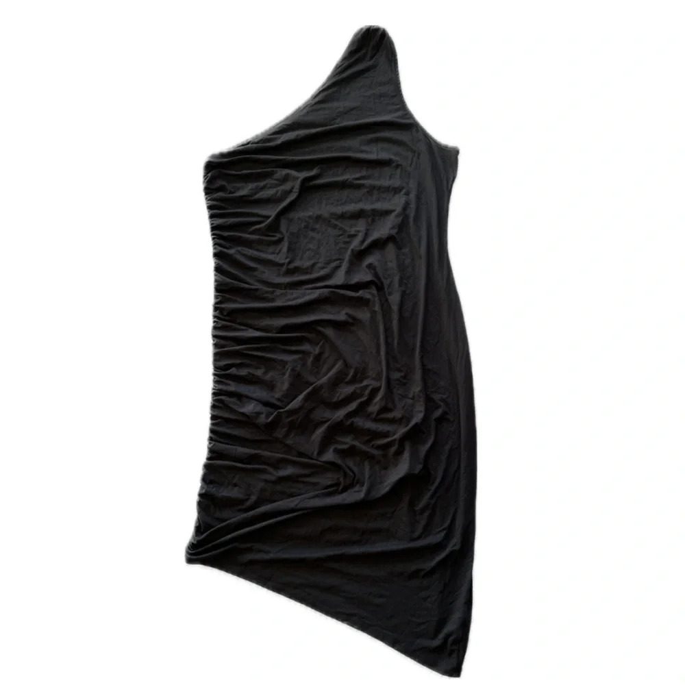 A New Day Asymmetrical One Shoulder Midi‎ Dress Black Size XXL